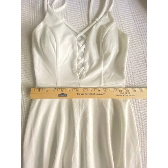 Speechless small off white cream summer mini dress w straps vneck flare NWOT - Picture 5 of 8